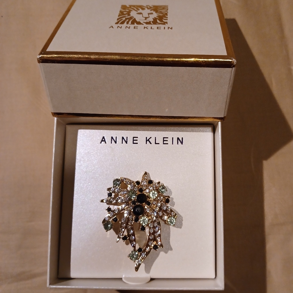 Anne Klein Gold and Black Brooch